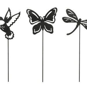 8720362914532-pique-de-jardin-en-acier-oiseau-papillon-ou-libellule-noir---l135-x-h40cm